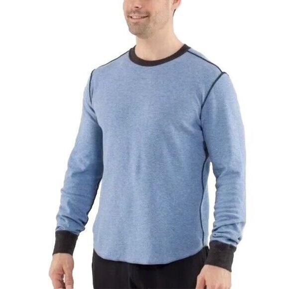 Lululemon Binary Crew Rugged Blue Heathered Black / Heathered Tempest Blue Sz L - Picture 8 of 10